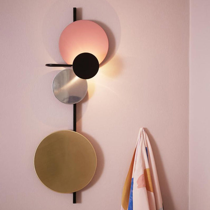 Lisslune | Movable Moon Wall Lamp Nordic Metal Black/White/Pink LED Ceiling Light in White/Yellow Light