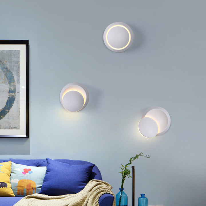 Lisslune | Movable Moon Wall Lamp Nordic Metal Black/White/Pink LED Ceiling Light in White/Yellow Light