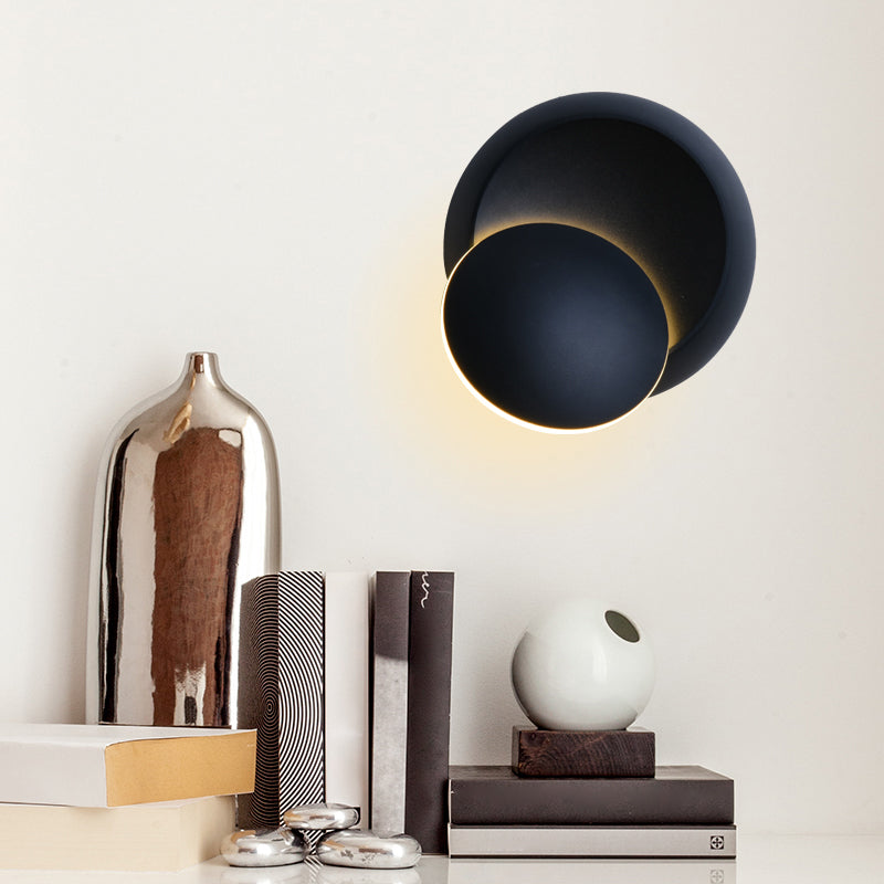 Lisslune | Movable Moon Wall Lamp Nordic Metal Black/White/Pink LED Ceiling Light in White/Yellow Light