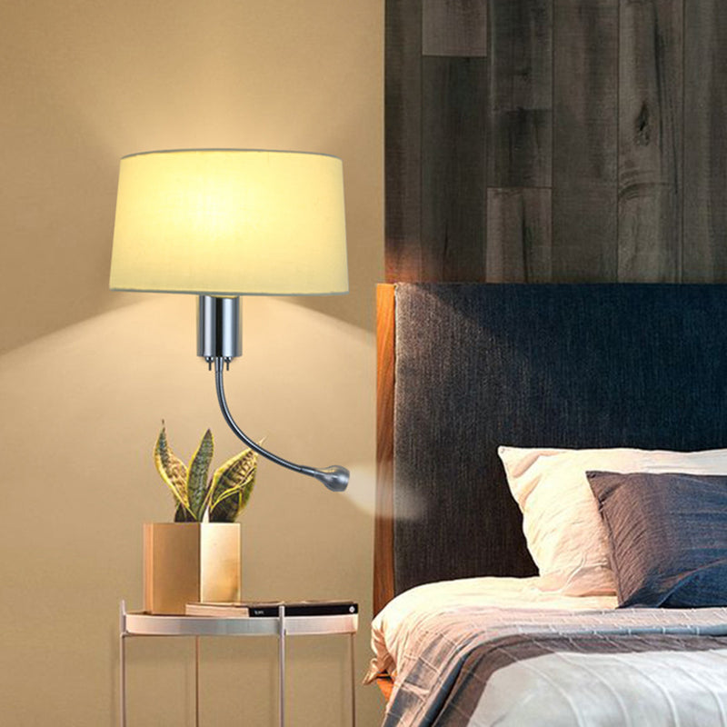 Lisslune | Half-Empire Shadow Flush Wall Light Modern Fabric 1 Head Bedroom Spotlight Reading Wall Light in Black/Beige/White