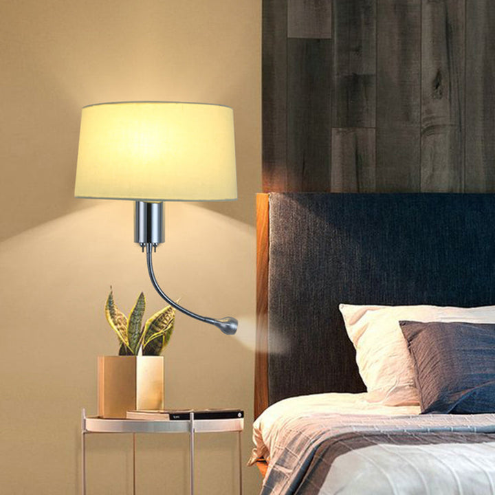 Lisslune | Half-Empire Shadow Flush Wall Light Modern Fabric 1 Head Bedroom Spotlight Reading Wall Light in Black/Beige/White