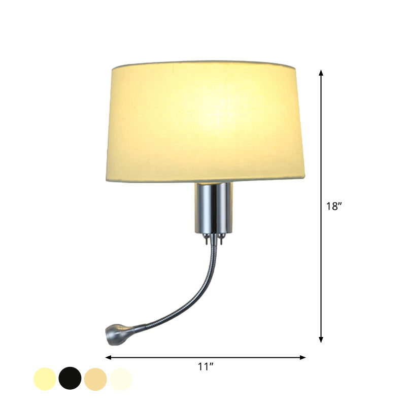 Lisslune | Half-Empire Shadow Flush Wall Light Modern Fabric 1 Head Bedroom Spotlight Reading Wall Light in Black/Beige/White