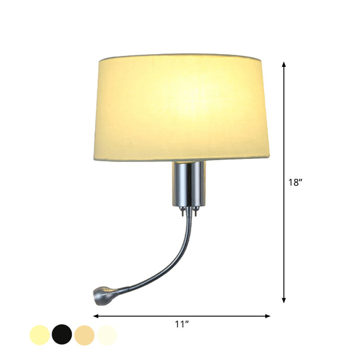 Lisslune | Half-Empire Shadow Flush Wall Light Modern Fabric 1 Head Bedroom Spotlight Reading Wall Light in Black/Beige/White
