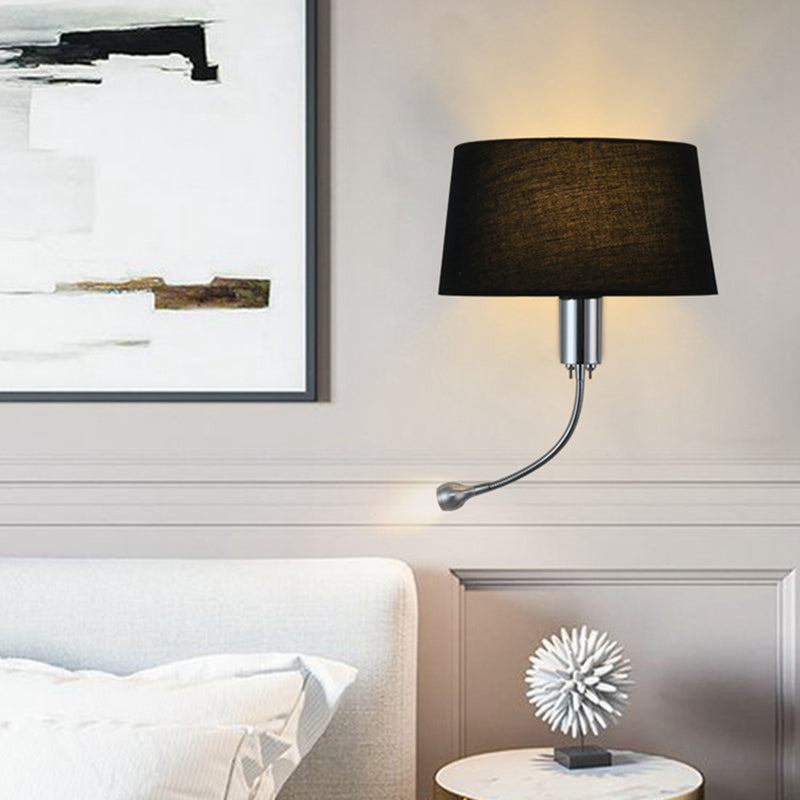 Lisslune | Half-Empire Shadow Flush Wall Light Modern Fabric 1 Head Bedroom Spotlight Reading Wall Light in Black/Beige/White