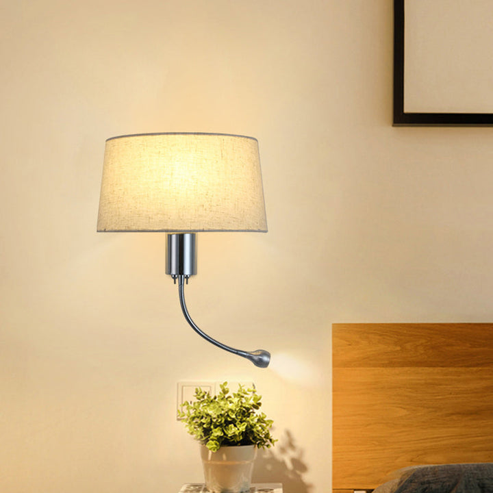 Lisslune | Half-Empire Shadow Flush Wall Light Modern Fabric 1 Head Bedroom Spotlight Reading Wall Light in Black/Beige/White
