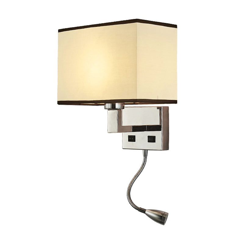 Lisslune | Fabric Cuboid Wall Light Kit Minimalist 1-Light White/Beige Spotlight Wall Lamp with Charging Port