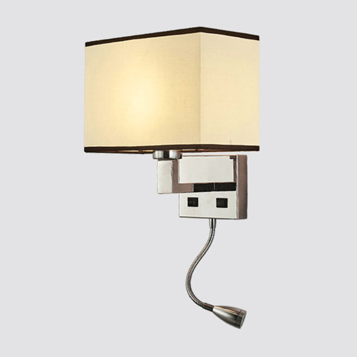 Lisslune | Fabric Cuboid Wall Light Kit Minimalist 1-Light White/Beige Spotlight Wall Lamp with Charging Port