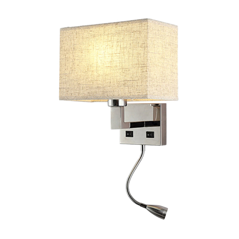 Lisslune | Fabric Cuboid Wall Light Kit Minimalist 1-Light White/Beige Spotlight Wall Lamp with Charging Port