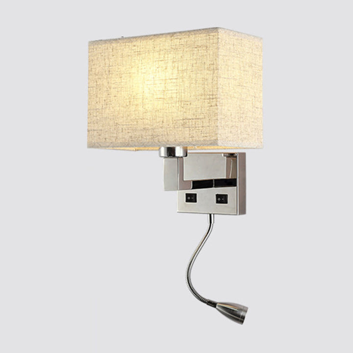 Lisslune | Fabric Cuboid Wall Light Kit Minimalist 1-Light White/Beige Spotlight Wall Lamp with Charging Port