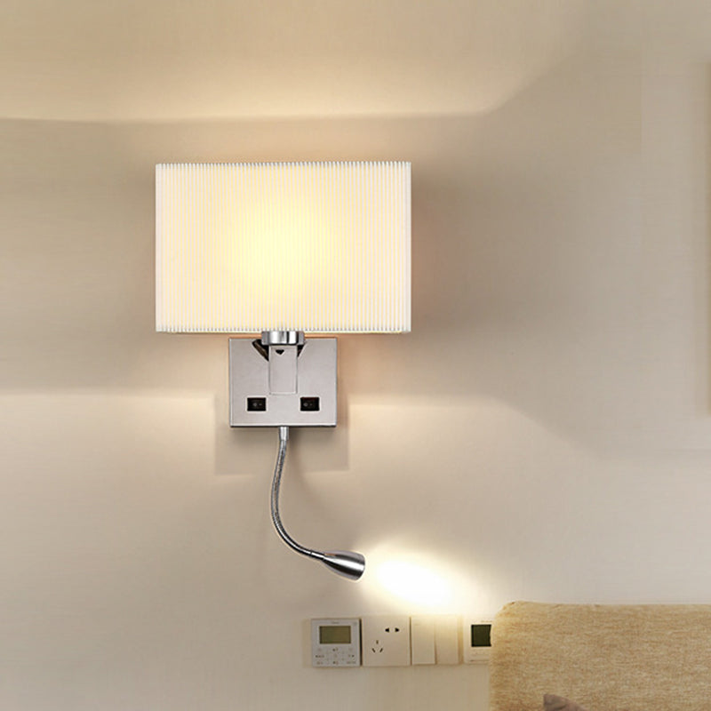 Lisslune | Fabric Cuboid Wall Light Kit Minimalist 1-Light White/Beige Spotlight Wall Lamp with Charging Port