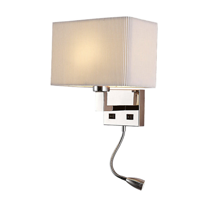 Lisslune | Fabric Cuboid Wall Light Kit Minimalist 1-Light White/Beige Spotlight Wall Lamp with Charging Port