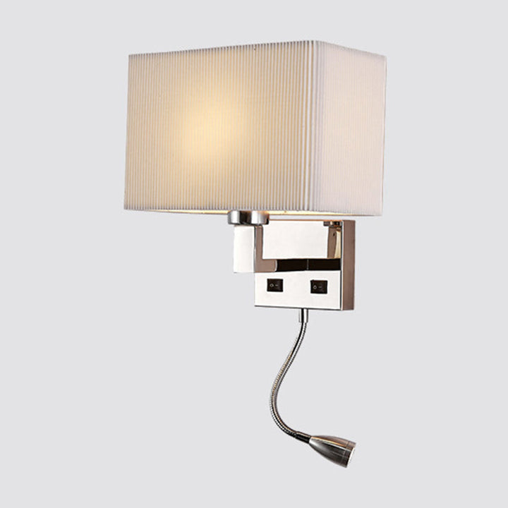 Lisslune | Fabric Cuboid Wall Light Kit Minimalist 1-Light White/Beige Spotlight Wall Lamp with Charging Port