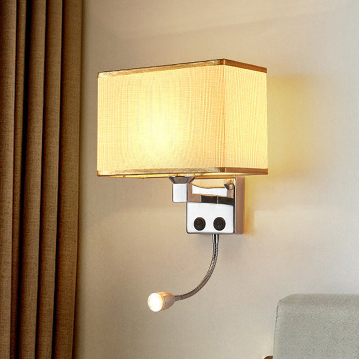 Lisslune | Fabric Rectangular Spotlight Wall Light Nordic 1-Light Black/Linen/Beige Wall Mounted Lighting Fixture