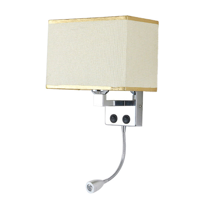 Lisslune | Fabric Rectangular Spotlight Wall Light Nordic 1-Light Black/Linen/Beige Wall Mounted Lighting Fixture