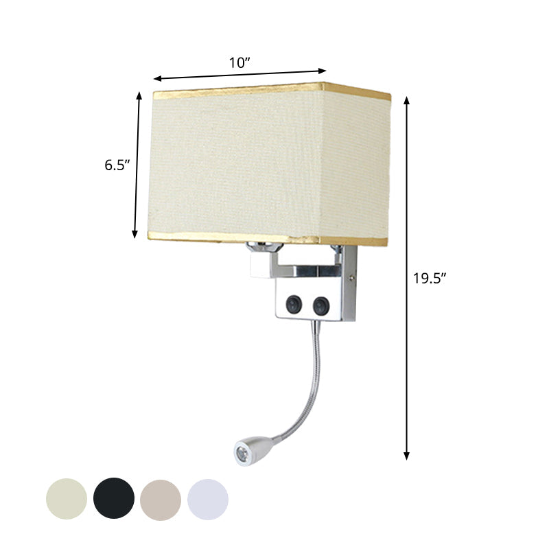 Lisslune | Fabric Rectangular Spotlight Wall Light Nordic 1-Light Black/Linen/Beige Wall Mounted Lighting Fixture
