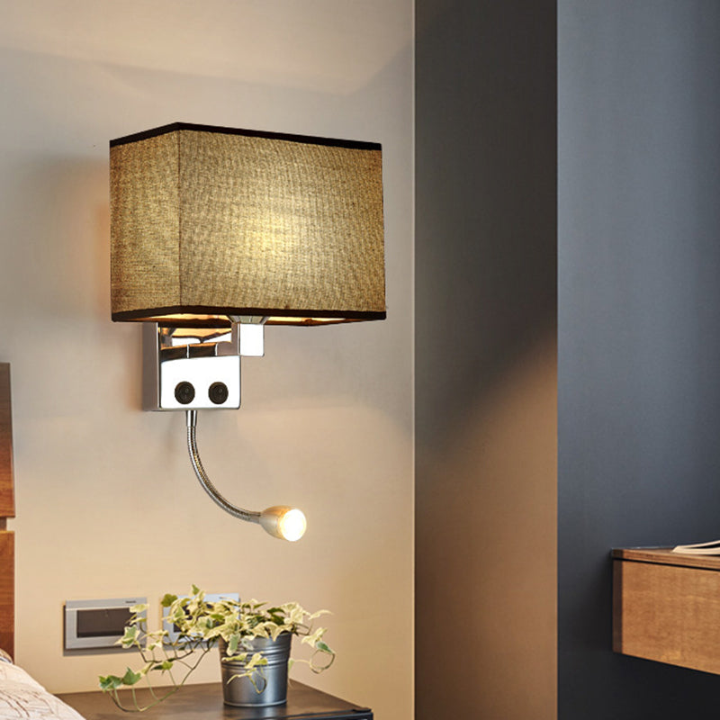 Lisslune | Fabric Rectangular Spotlight Wall Light Nordic 1-Light Black/Linen/Beige Wall Mounted Lighting Fixture