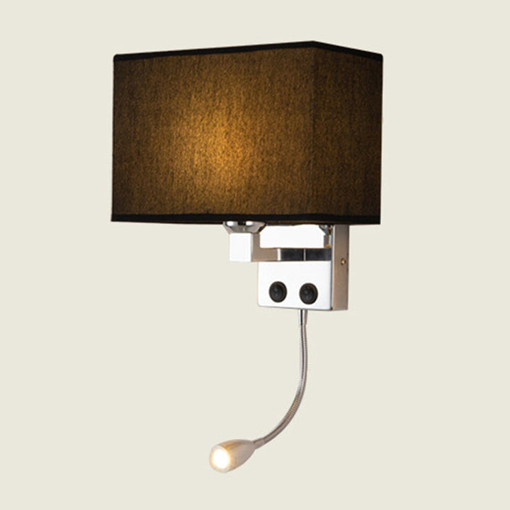 Lisslune | Fabric Rectangular Spotlight Wall Light Nordic 1-Light Black/Linen/Beige Wall Mounted Lighting Fixture