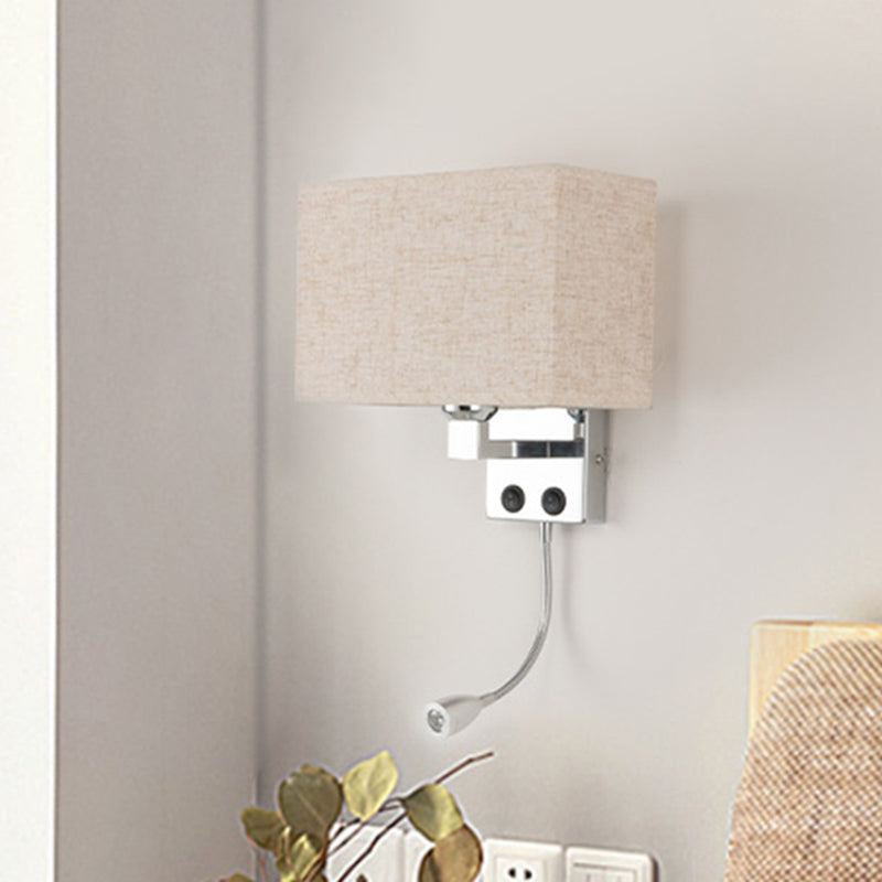 Lisslune | Fabric Rectangular Spotlight Wall Light Nordic 1-Light Black/Linen/Beige Wall Mounted Lighting Fixture
