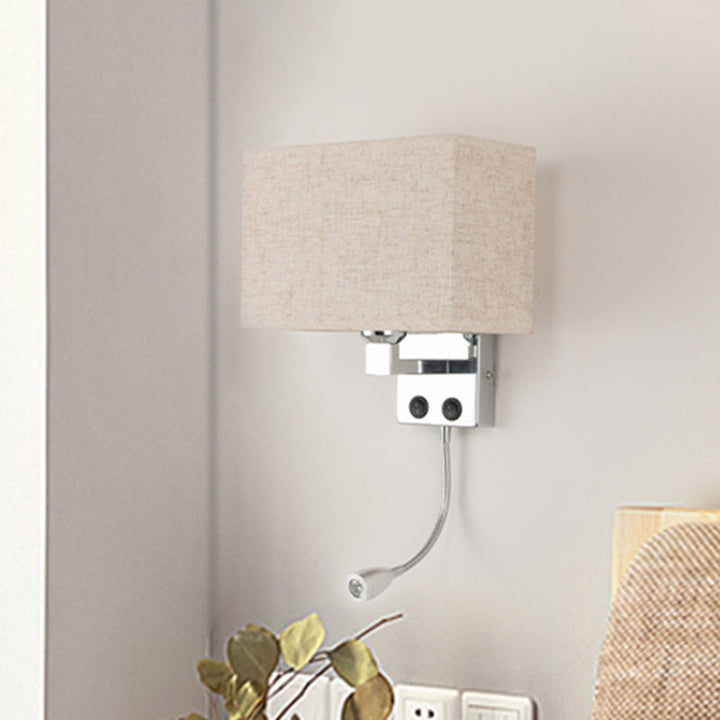 Lisslune | Fabric Rectangular Spotlight Wall Light Nordic 1-Light Black/Linen/Beige Wall Mounted Lighting Fixture