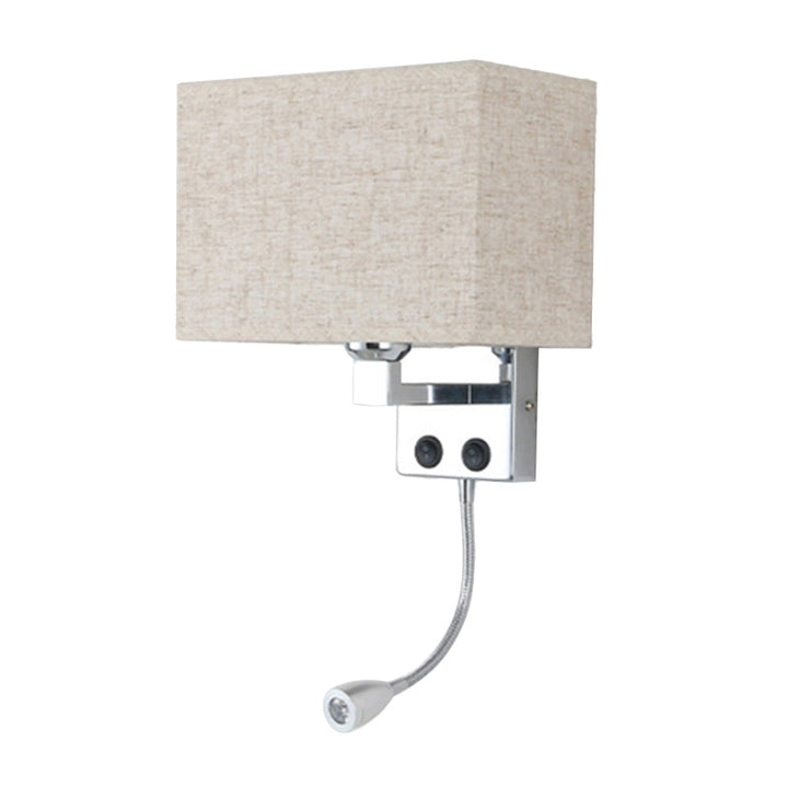 Lisslune | Fabric Rectangular Spotlight Wall Light Nordic 1-Light Black/Linen/Beige Wall Mounted Lighting Fixture