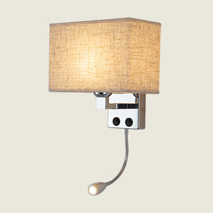 Lisslune | Fabric Rectangular Spotlight Wall Light Nordic 1-Light Black/Linen/Beige Wall Mounted Lighting Fixture