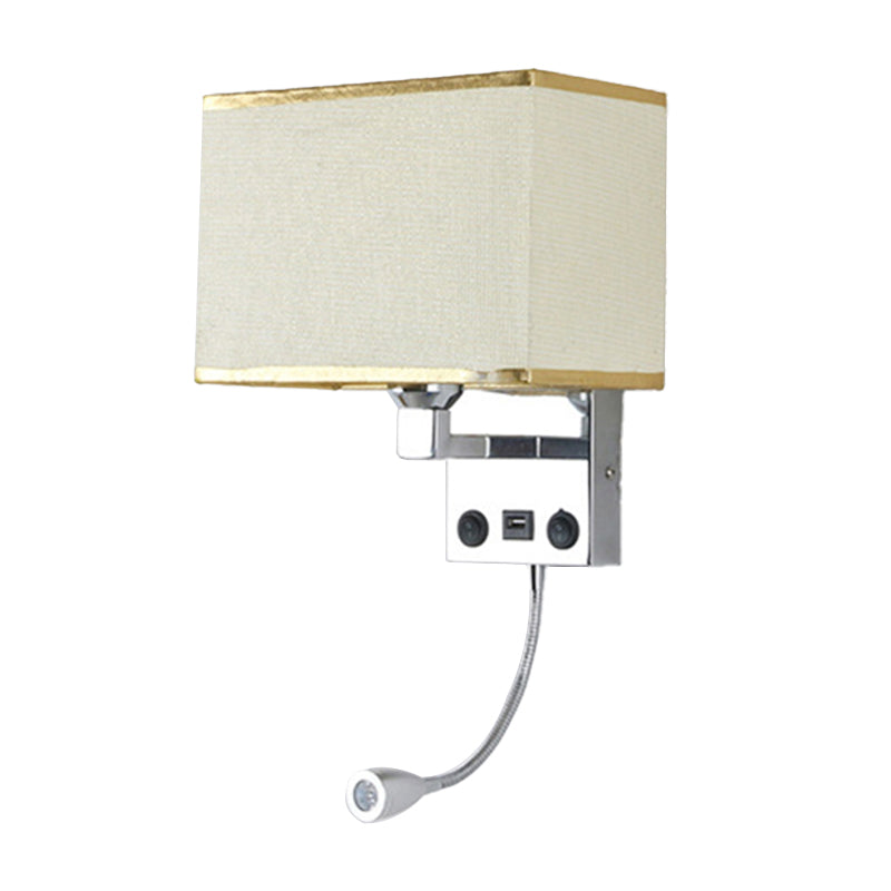 Lisslune | Black/White/Flax Cube Wall Light Modern Single Fabric Wall Lamp with USB Port and Spotlights