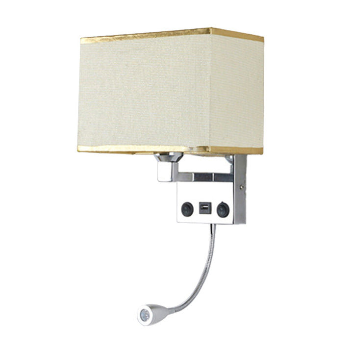 Lisslune | Black/White/Flax Cube Wall Light Modern Single Fabric Wall Lamp with USB Port and Spotlights