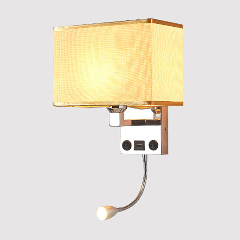 Lisslune | Black/White/Flax Cube Wall Light Modern Single Fabric Wall Lamp with USB Port and Spotlights