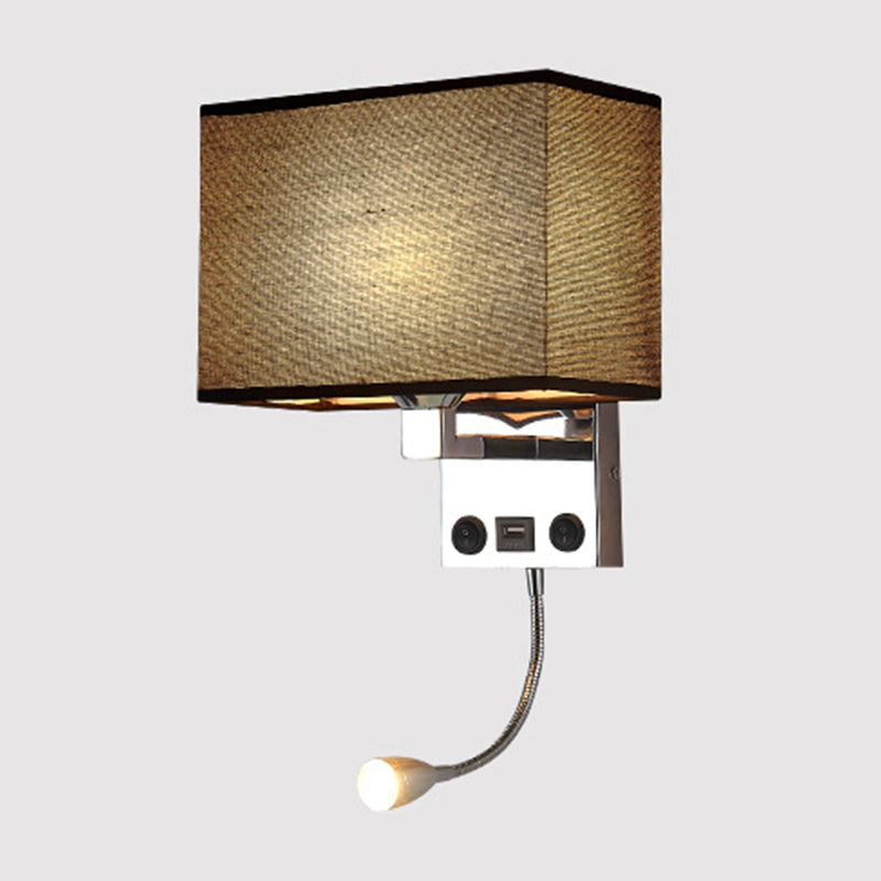 Lisslune | Black/White/Flax Cube Wall Light Modern Single Fabric Wall Lamp with USB Port and Spotlights