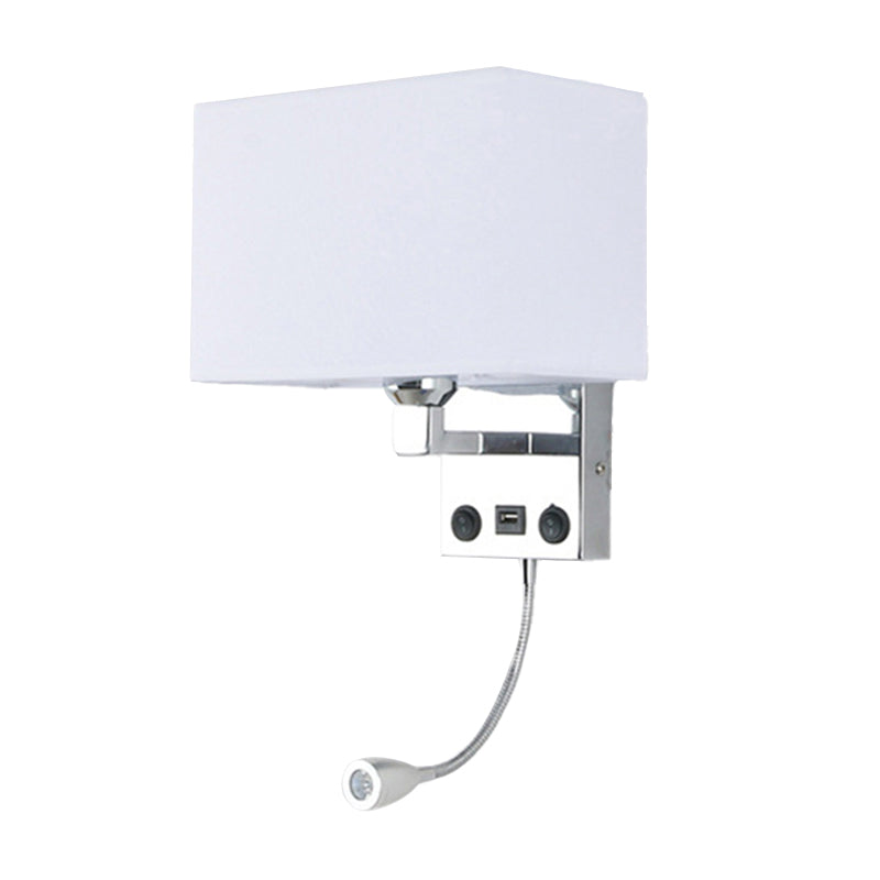 Lisslune | Black/White/Flax Cube Wall Light Modern Single Fabric Wall Lamp with USB Port and Spotlights