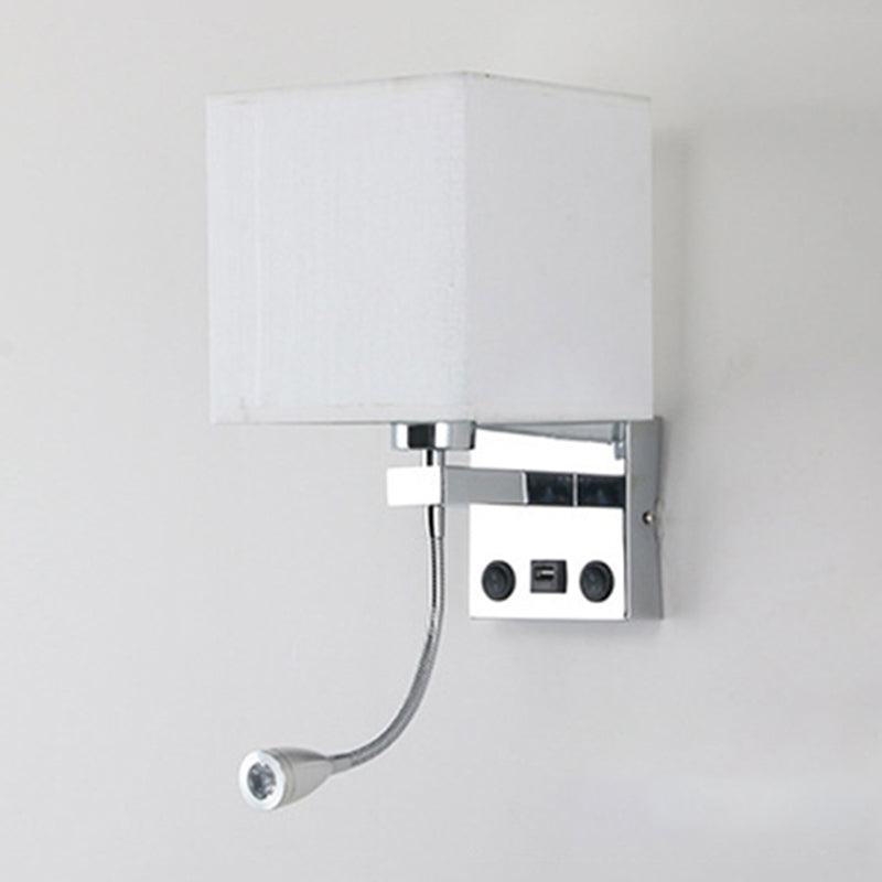 Lisslune | 1 Head Nightstand Wall Reading Light Modern Black/Beige/Coffee Spotlight Wall Lamp with Rectangular Fabric Shade
