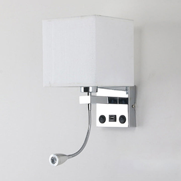 Lisslune | 1 Head Nightstand Wall Reading Light Modern Black/Beige/Coffee Spotlight Wall Lamp with Rectangular Fabric Shade