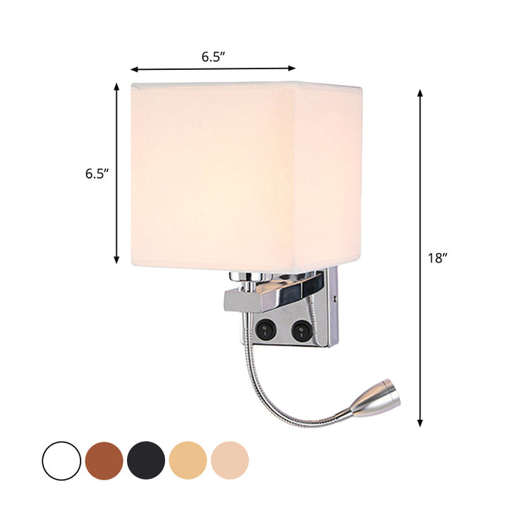 Lisslune | 1 Head Nightstand Wall Reading Light Modern Black/Beige/Coffee Spotlight Wall Lamp with Rectangular Fabric Shade