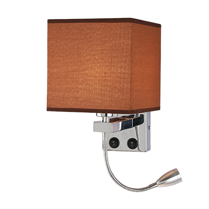 Lisslune | 1 Head Nightstand Wall Reading Light Modern Black/Beige/Coffee Spotlight Wall Lamp with Rectangular Fabric Shade