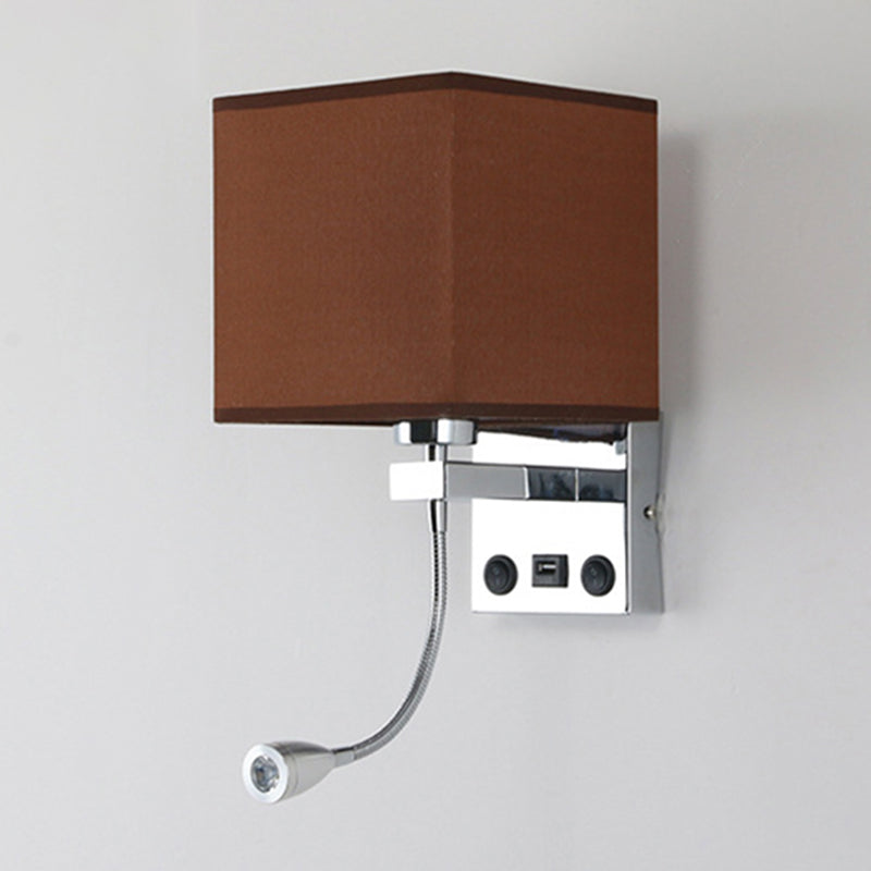Lisslune | 1 Head Nightstand Wall Reading Light Modern Black/Beige/Coffee Spotlight Wall Lamp with Rectangular Fabric Shade