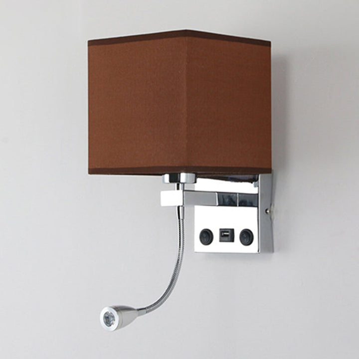 Lisslune | 1 Head Nightstand Wall Reading Light Modern Black/Beige/Coffee Spotlight Wall Lamp with Rectangular Fabric Shade