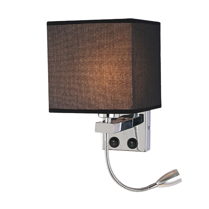 Lisslune | 1 Head Nightstand Wall Reading Light Modern Black/Beige/Coffee Spotlight Wall Lamp with Rectangular Fabric Shade