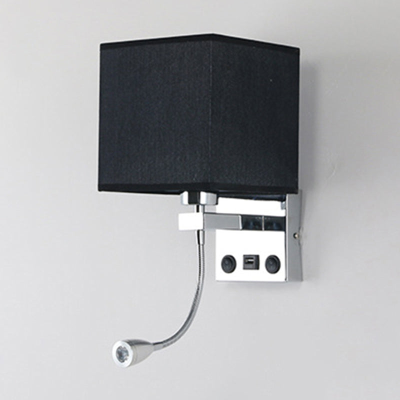 Lisslune | 1 Head Nightstand Wall Reading Light Modern Black/Beige/Coffee Spotlight Wall Lamp with Rectangular Fabric Shade