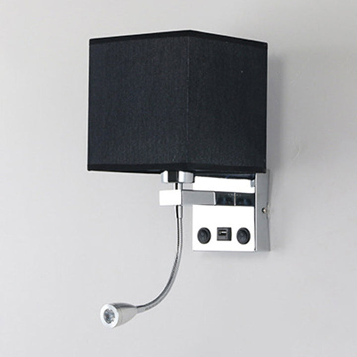 Lisslune | 1 Head Nightstand Wall Reading Light Modern Black/Beige/Coffee Spotlight Wall Lamp with Rectangular Fabric Shade