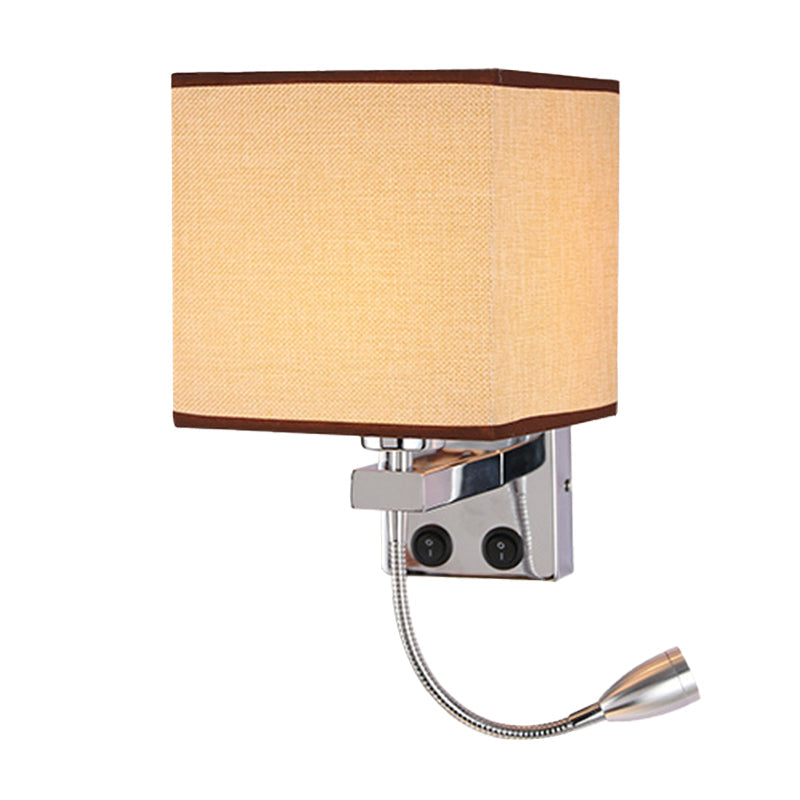 Lisslune | 1 Head Nightstand Wall Reading Light Modern Black/Beige/Coffee Spotlight Wall Lamp with Rectangular Fabric Shade