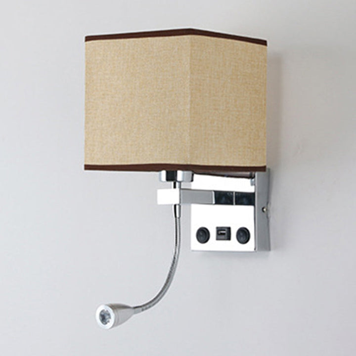 Lisslune | 1 Head Nightstand Wall Reading Light Modern Black/Beige/Coffee Spotlight Wall Lamp with Rectangular Fabric Shade