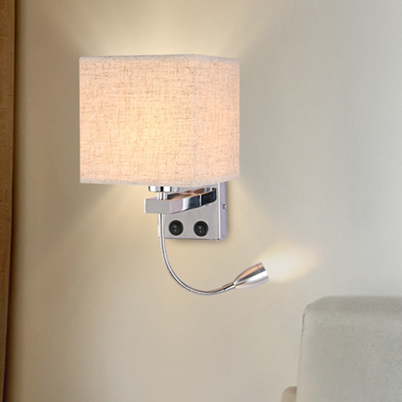 Lisslune | 1 Head Nightstand Wall Reading Light Modern Black/Beige/Coffee Spotlight Wall Lamp with Rectangular Fabric Shade