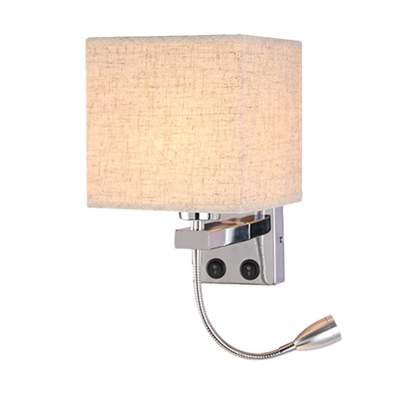 Lisslune | 1 Head Nightstand Wall Reading Light Modern Black/Beige/Coffee Spotlight Wall Lamp with Rectangular Fabric Shade