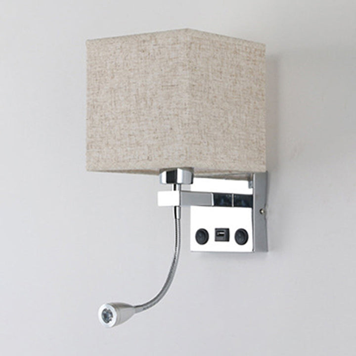 Lisslune | 1 Head Nightstand Wall Reading Light Modern Black/Beige/Coffee Spotlight Wall Lamp with Rectangular Fabric Shade