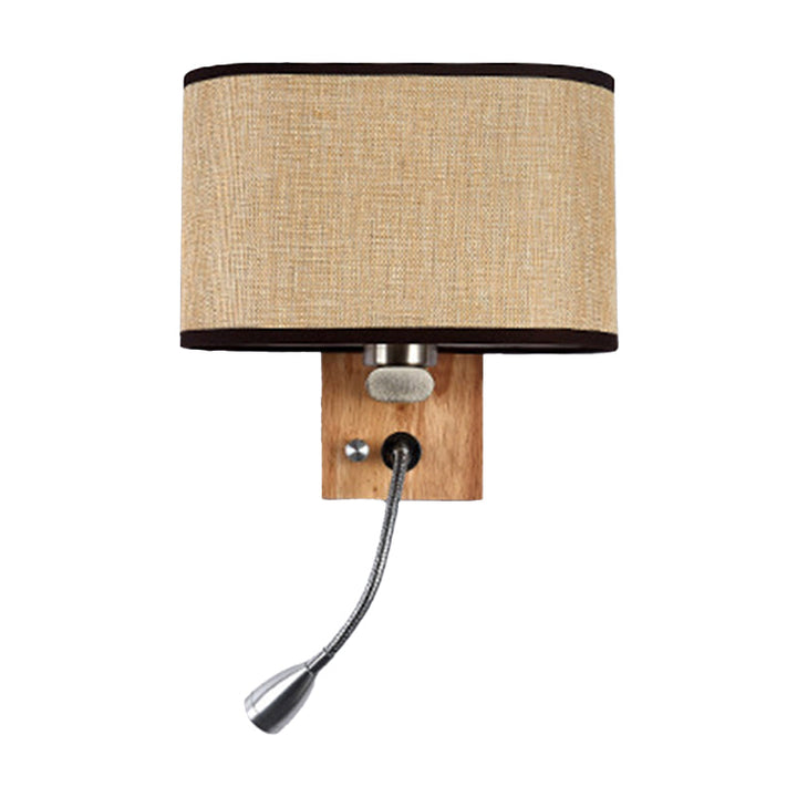 Skørter | Flexible Spotlight Nightstand Reading Lamp Fabric Single Nordic Wall Light with Oval Fabric Shade in Beige/Linen/Champagne