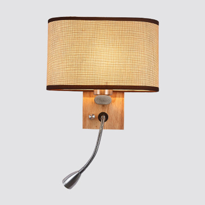 Skørter | Flexible Spotlight Nightstand Reading Lamp Fabric Single Nordic Wall Light with Oval Fabric Shade in Beige/Linen/Champagne