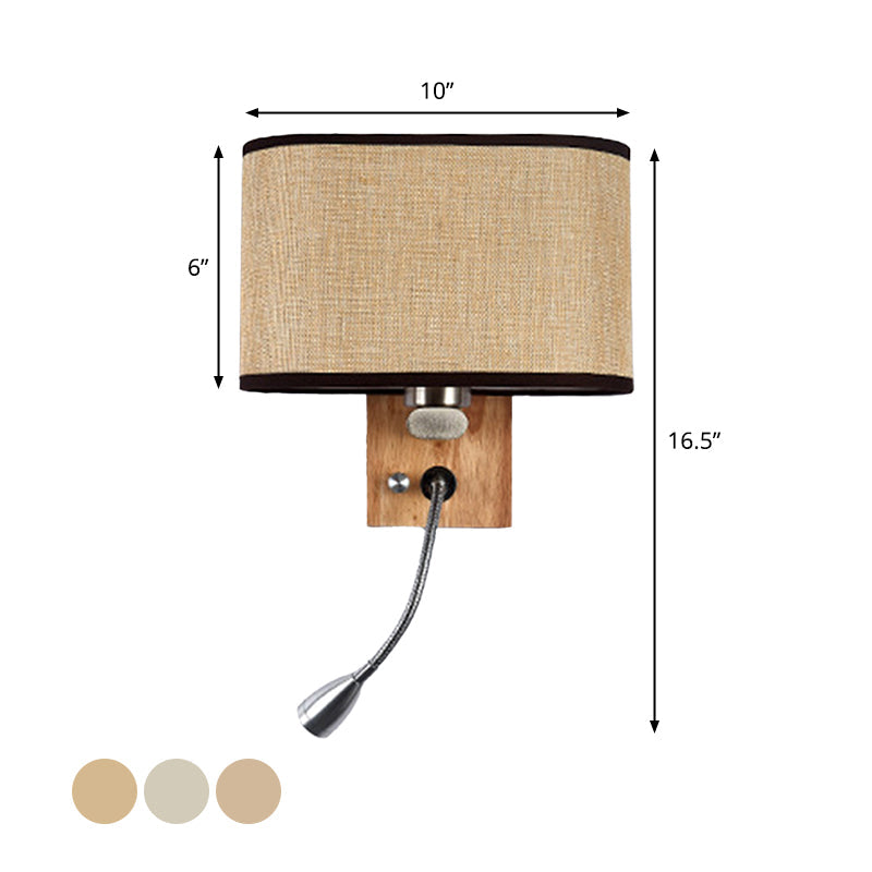 Skørter | Flexible Spotlight Nightstand Reading Lamp Fabric Single Nordic Wall Light with Oval Fabric Shade in Beige/Linen/Champagne