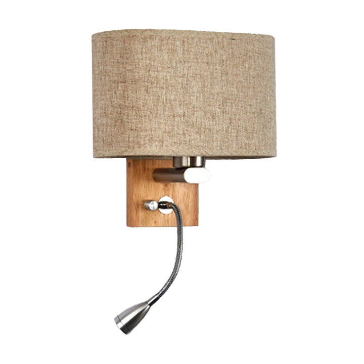 Skørter | Flexible Spotlight Nightstand Reading Lamp Fabric Single Nordic Wall Light with Oval Fabric Shade in Beige/Linen/Champagne