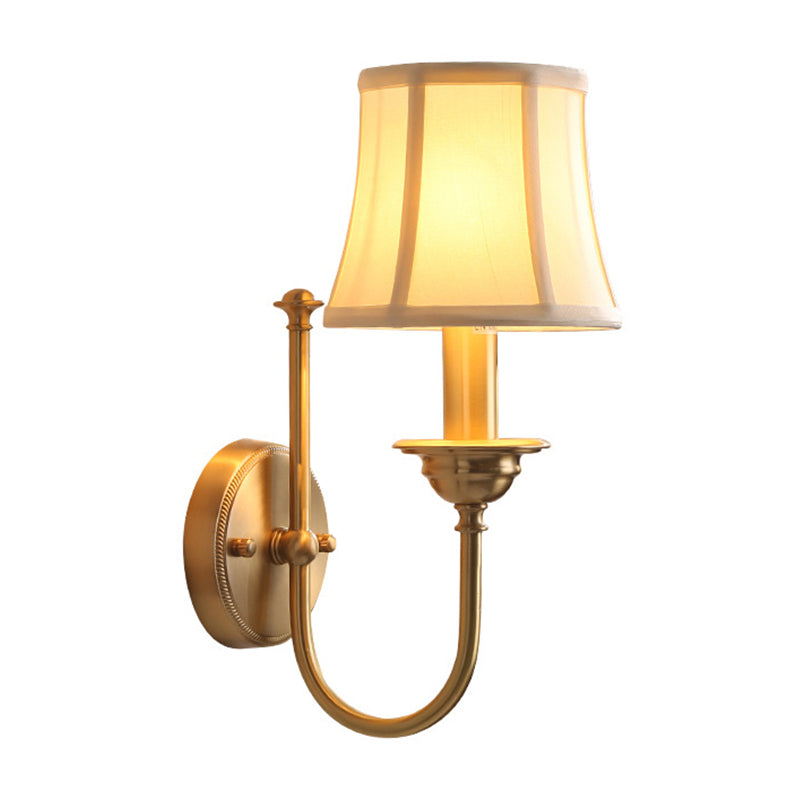 Skørter | Frilled Living Room Wall Lighting Gilded Fabric 1 Lamp Gold Wall-mounted Lamp with U-shaped Arm