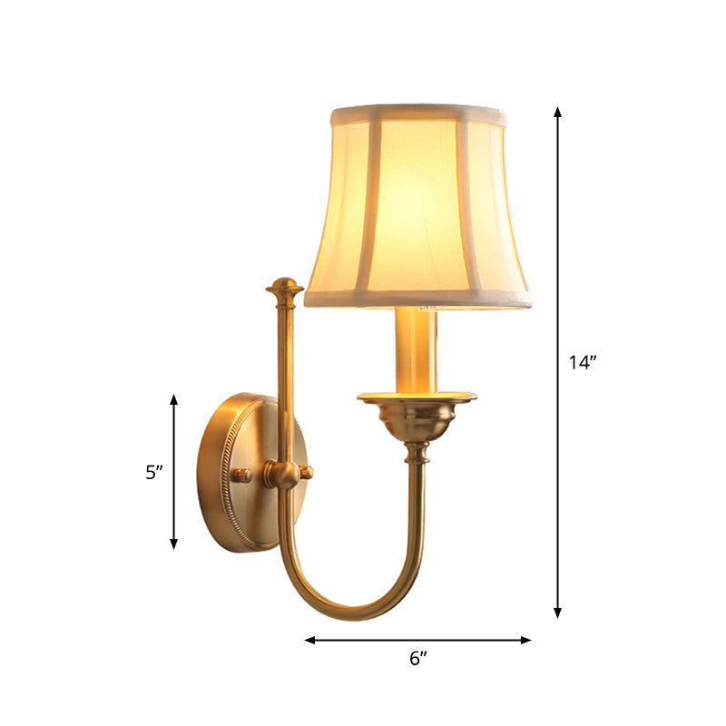 Skørter | Frilled Living Room Wall Lighting Gilded Fabric 1 Lamp Gold Wall-mounted Lamp with U-shaped Arm